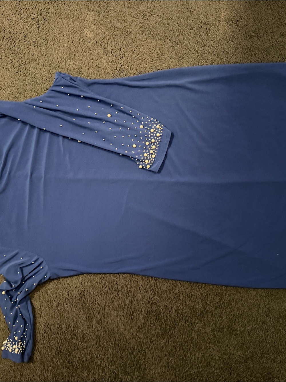 Embellished Long Sleeve Royal Blue Women's Dress
